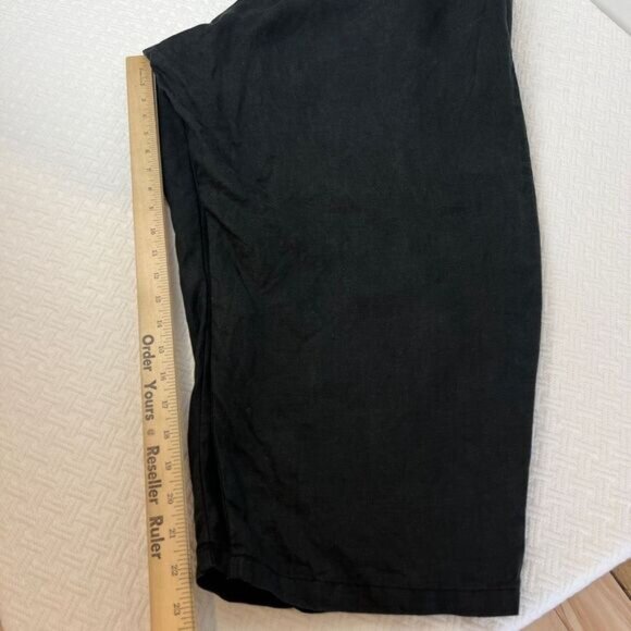Vintage Women's Medium Black Pull on Linen Blend Cropped Pants Baggy Casual Beac - Picture 11 of 12